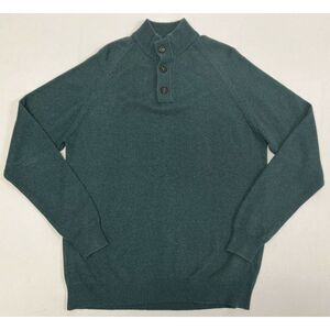 UNTUCKit Mens Mock Neck 1/4 Button Long Sleeve‎ Wool Blend Sweater Green Size XL